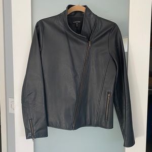 Eileen Fisher black leather jacket size small